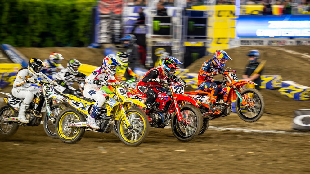 450SX race start, 2023 Anaheim 1 Supercross. - KTM Media/Align Media
